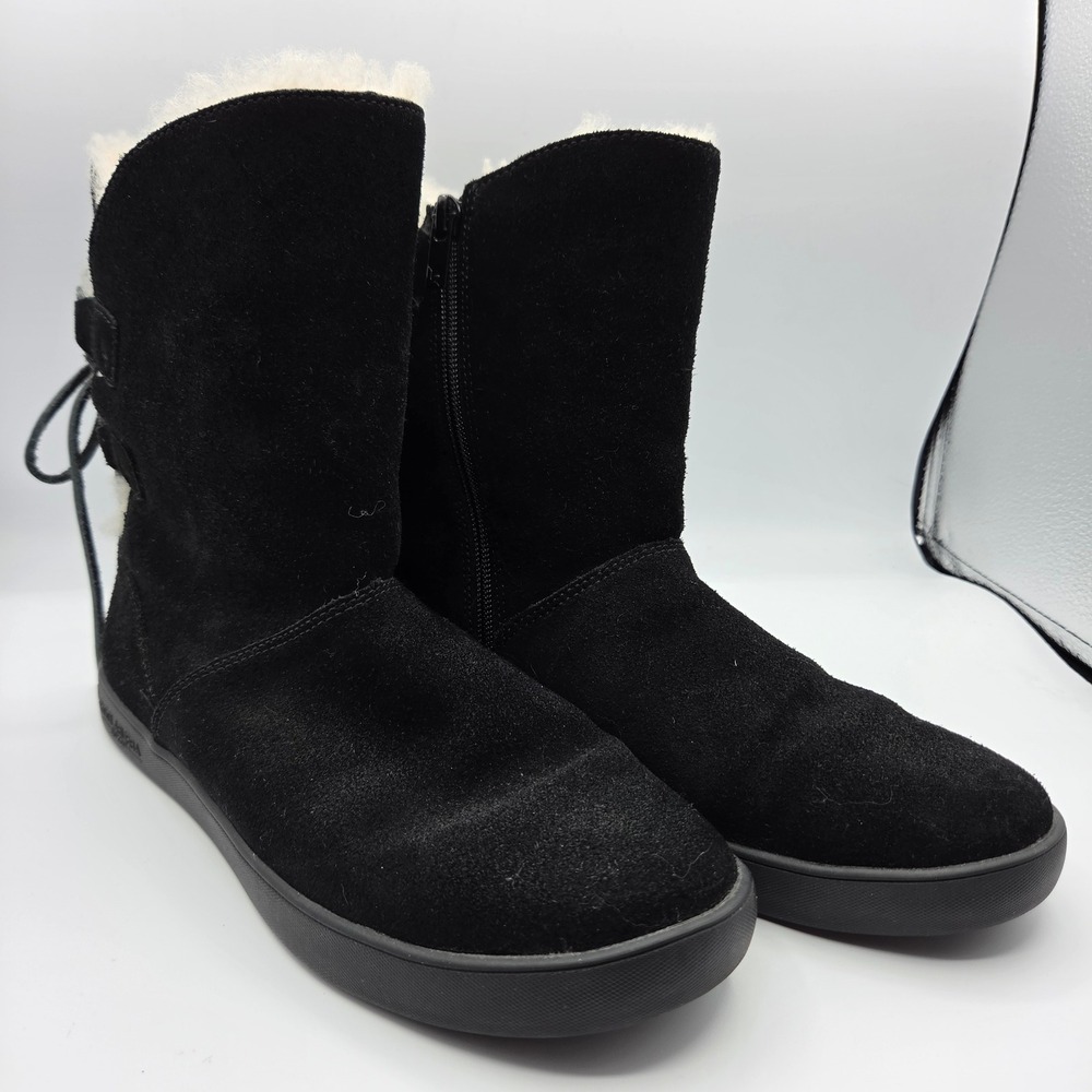 Koolaburra by UGG Women Black Suede Faux Fur Mid Calf Boots 1019361 Size 9